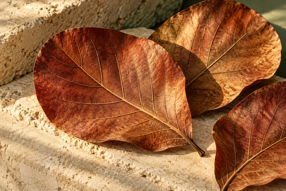 Dried catappa leaf texture